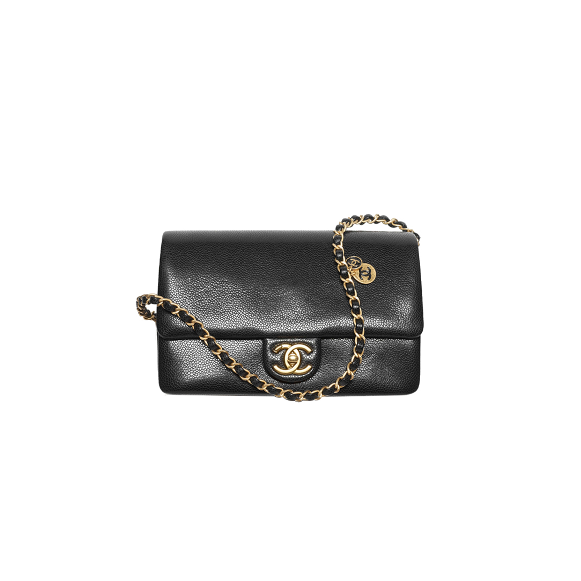 CHANEL MASTER SMALL FLAP BAG GRAINED SHINY CALFSKIN & GOLD-TONE METAL AS5186 (23*15*8cm)